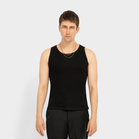 Homme Black Cotton Tank