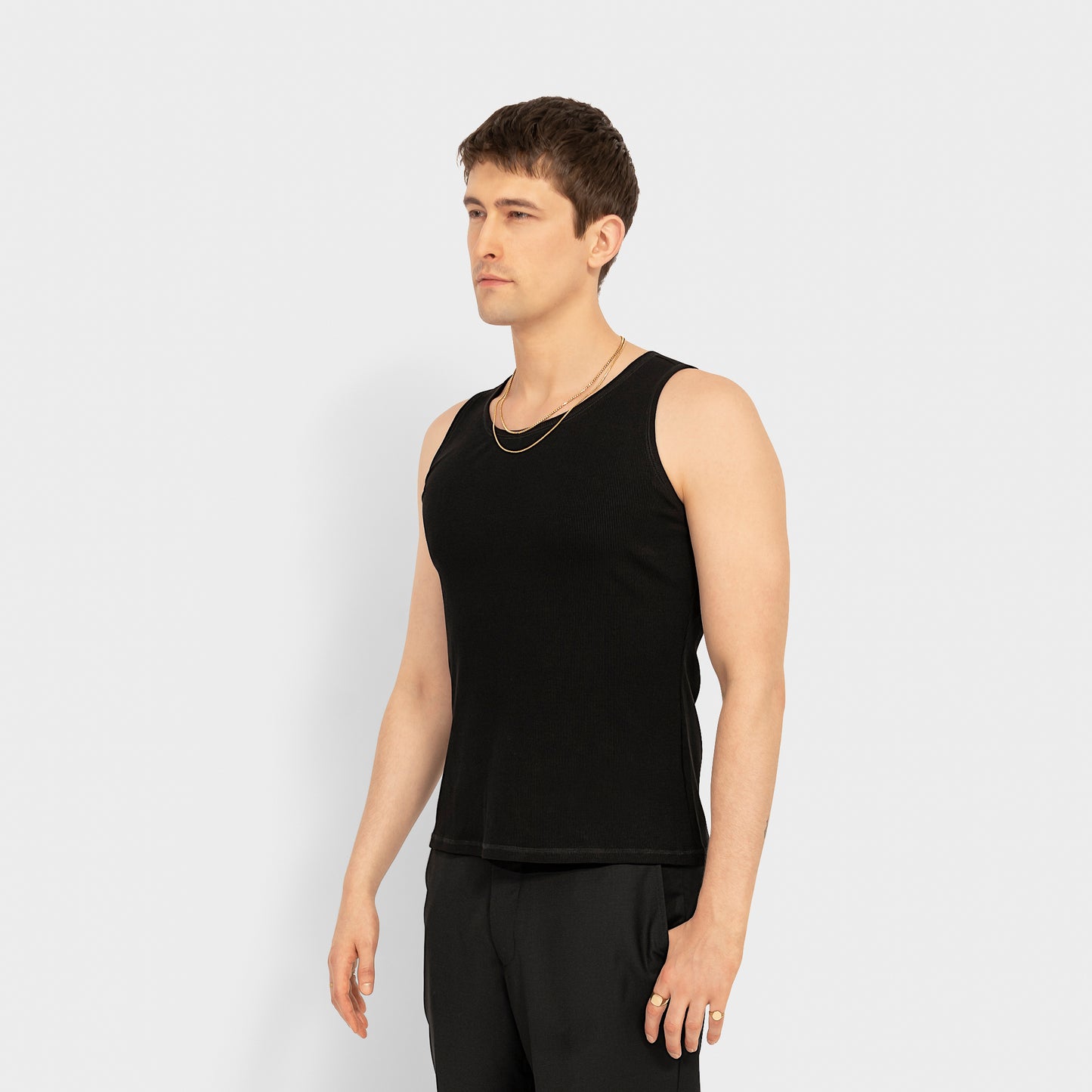 Homme Black Cotton Tank