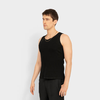 Homme Black Cotton Tank