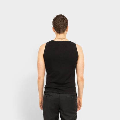 Homme Black Cotton Tank