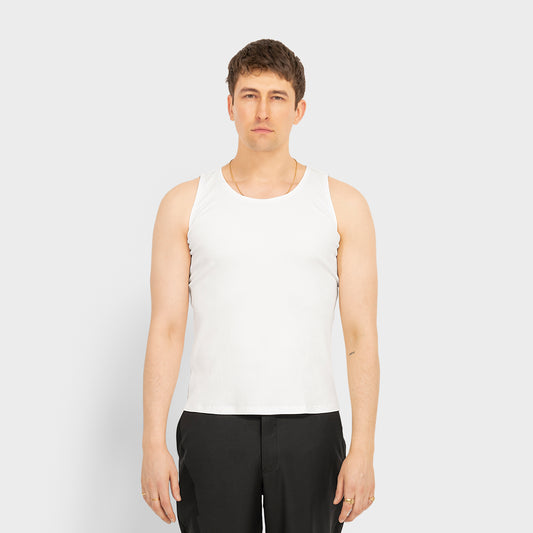 Homme White Cotton Tank