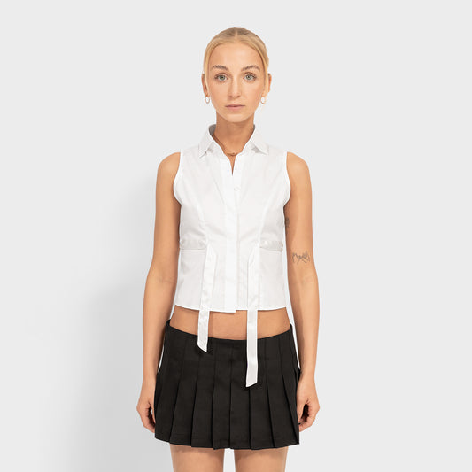 Princess Seam Cropped Tassel Shirt