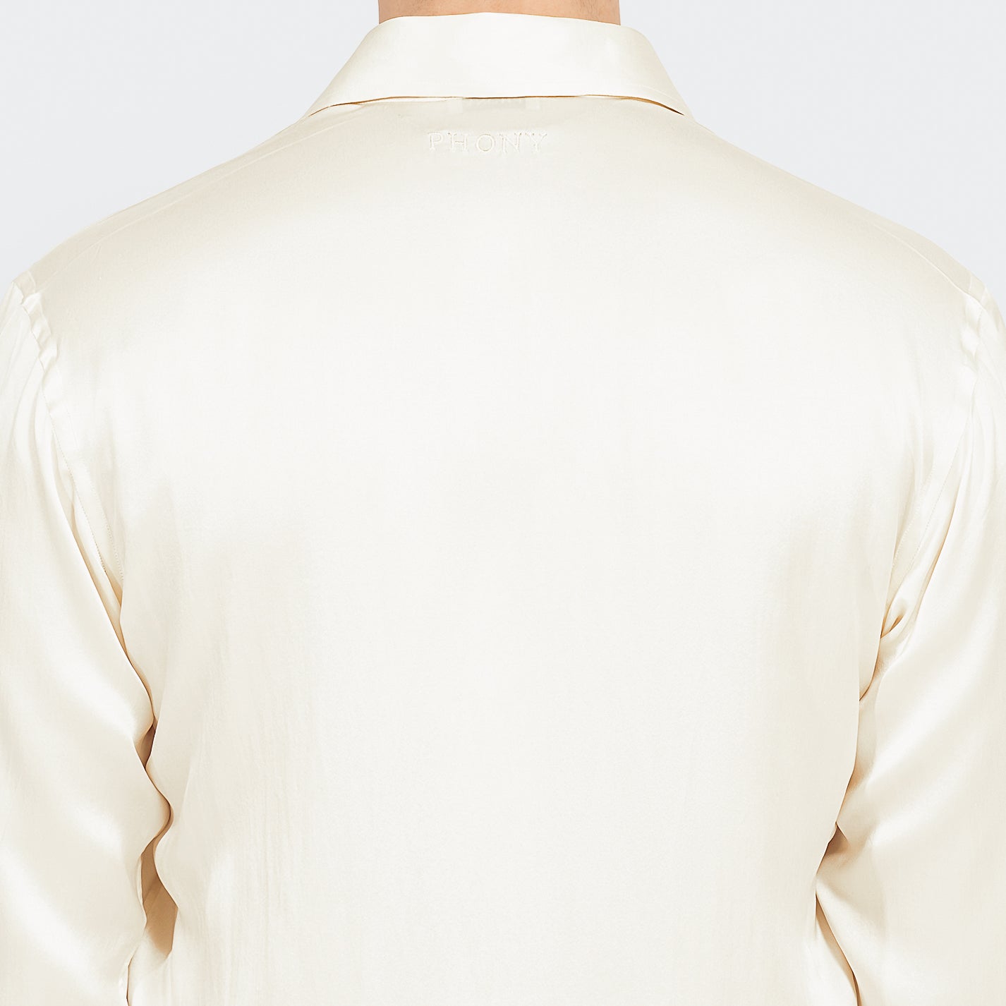 Tailored Ivory Silk Tassel Shirt