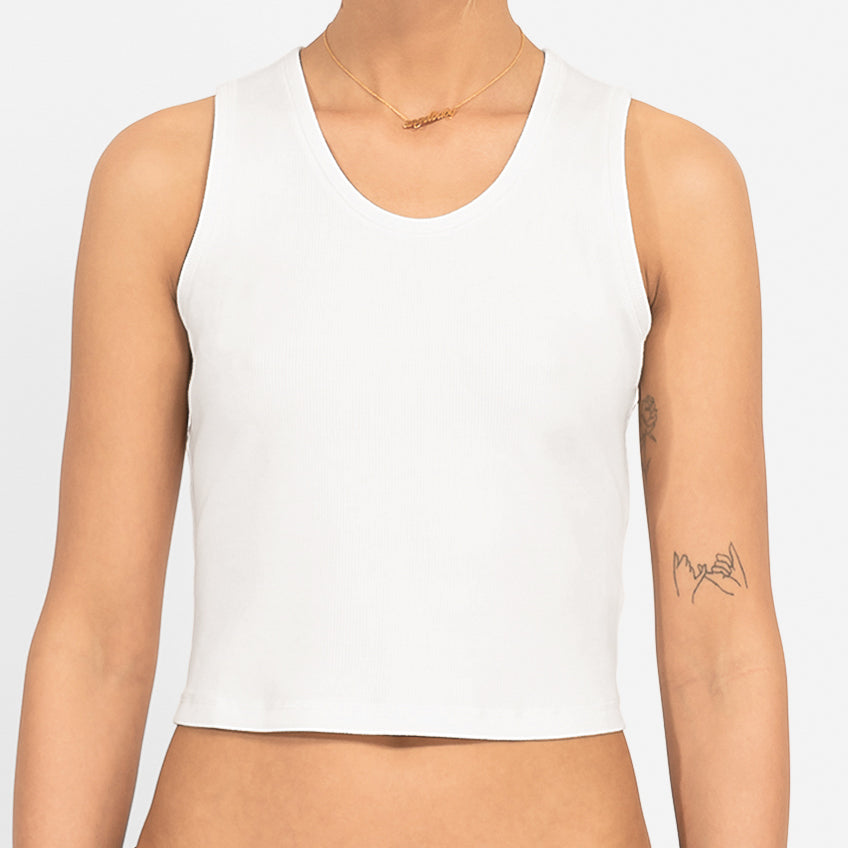 Femme White Cotton Tank